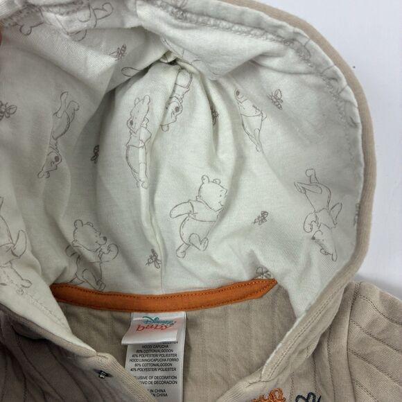 Disney Winnie the Pooh Baby Sweater Hoodie 6-9 Months Unisex Tan Brown Cozy - Picture 7 of 10